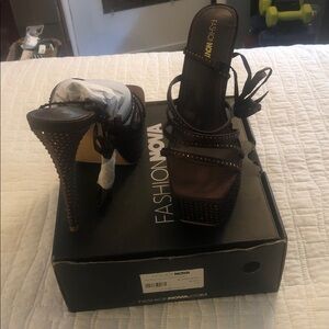 Beautiful Fashion Nova Dark Brown Studded Platform Heels